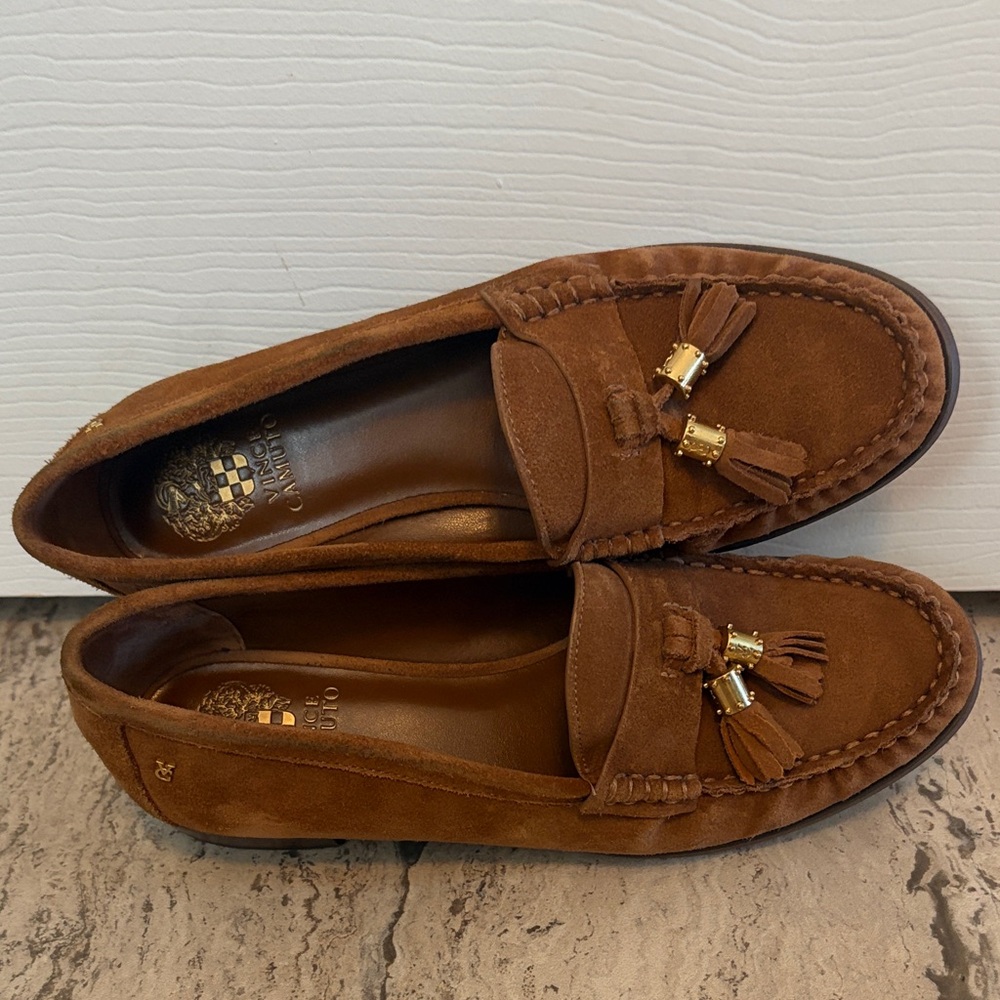 Vince Camuto Brown Suede Tassel Loafers